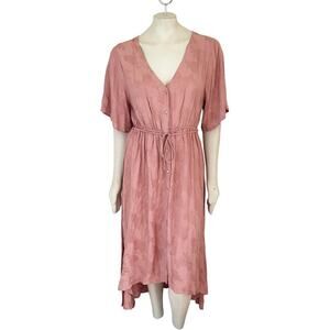 NEW SALTWATER LUXE Vintage Rose Button Front Hi Low Dress SZ L